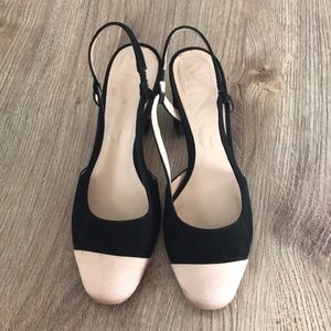 Mango MNG Black and Tan slingback block heels